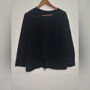 Lafayette 148 Cotton Knit Cardigan Luxury Open Front Minimalist Summer Layering